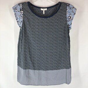 Joie 2 Tone Blue Silk Blouse Size XS
